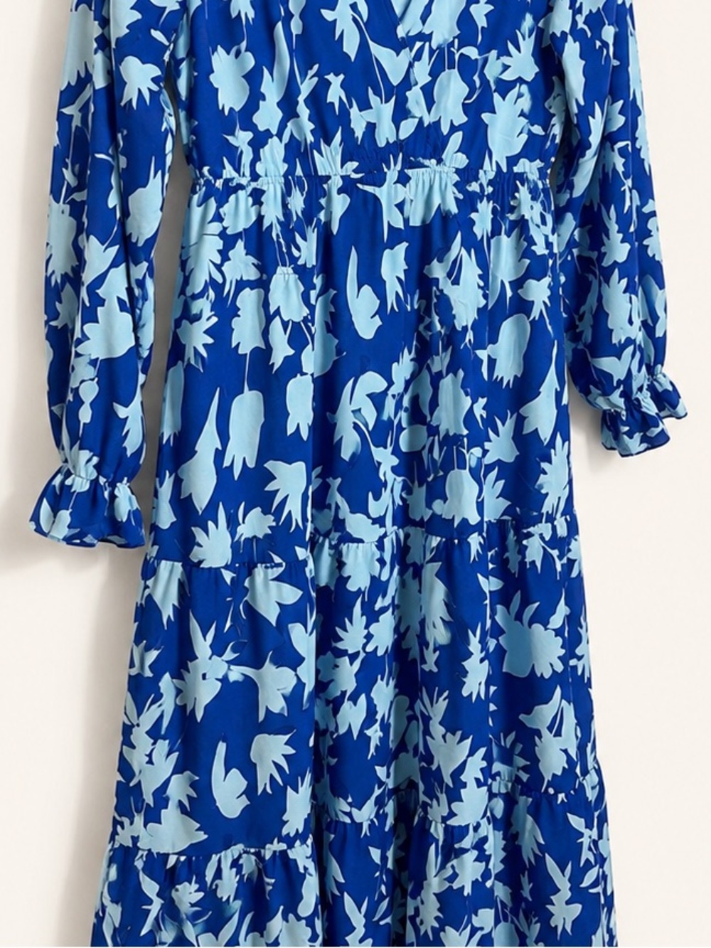 Fashion Blue Floral Tiered Midi Dress – Size Large - Picture 5 of 7